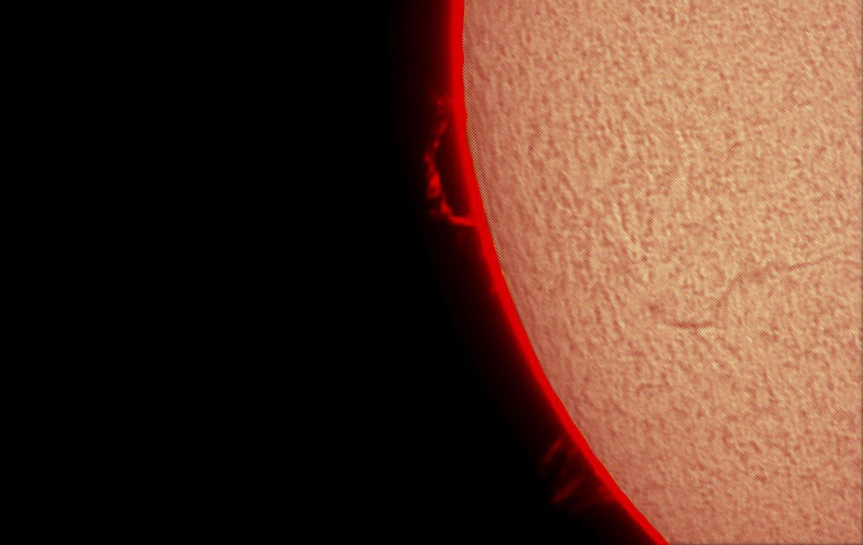 sol en telescopio con filtro mostrando detalle de sueprficie